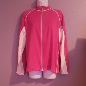 Vibrant Pink and White Bomber Jacket